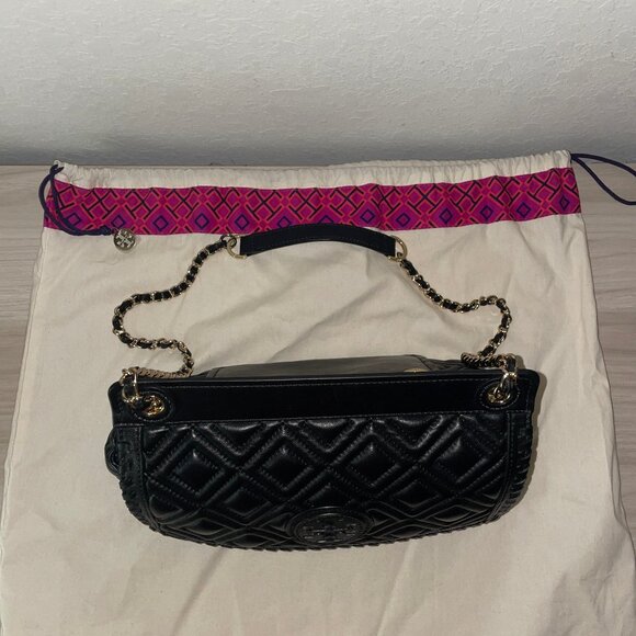 Tory Burch Marion Quilted Shoulder Bag (Black) - Picture 2 of 7